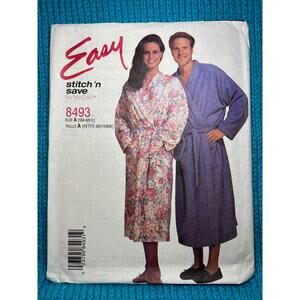 McCalls 8493 unisex robe pattern size small medium